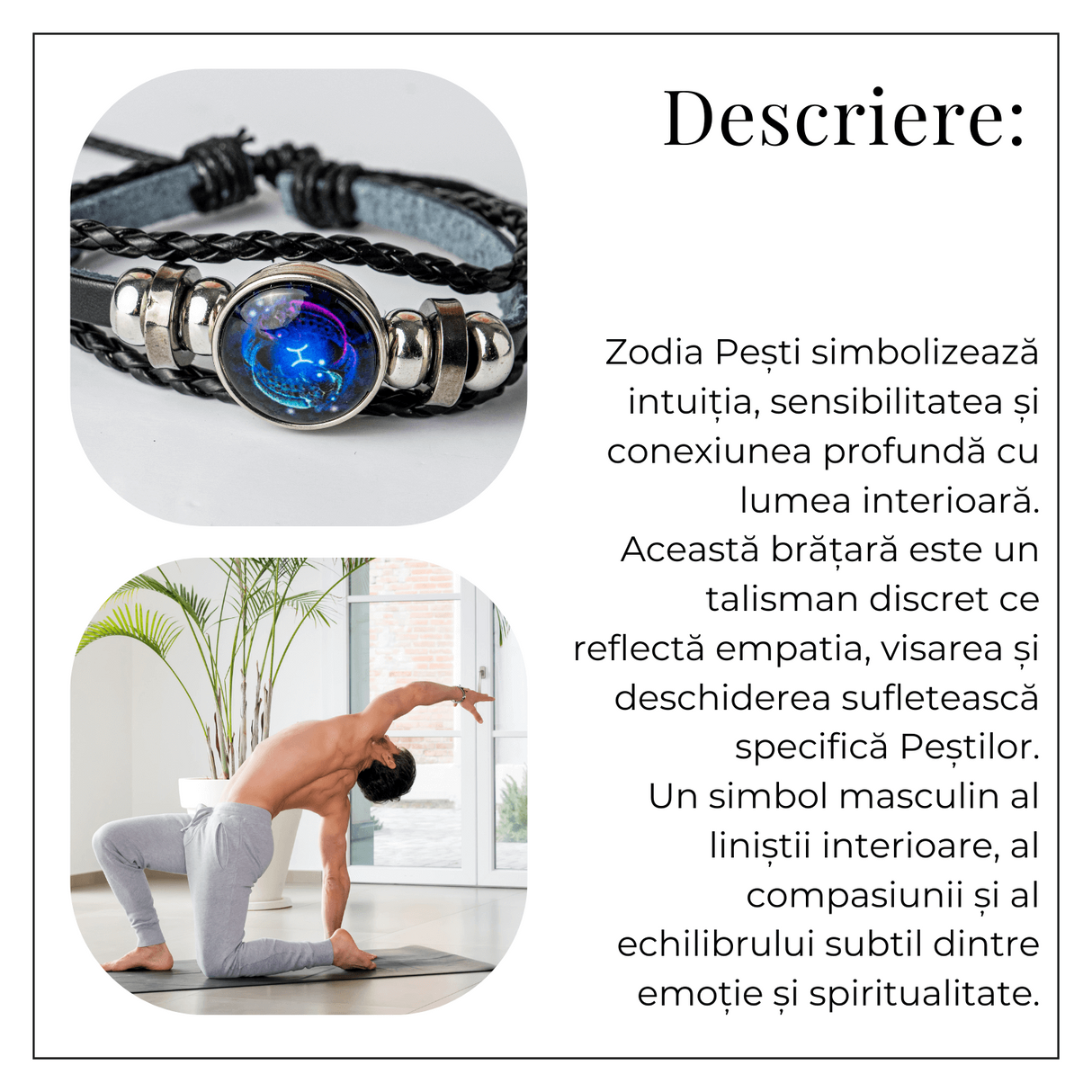 Bratara Zodia Berbec ajustabila din Piele Sintetica cu Cabochon Rotund - Simbol Astrologic Personalizat pentru Energie si Identitate Astrala