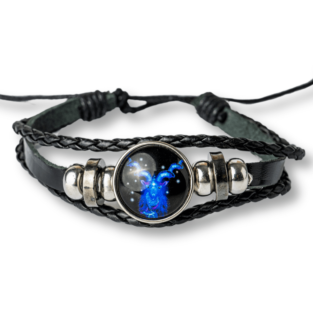 Bratara Zodia Berbec ajustabila din Piele Sintetica cu Cabochon Rotund - Simbol Astrologic Personalizat pentru Energie si Identitate Astrala