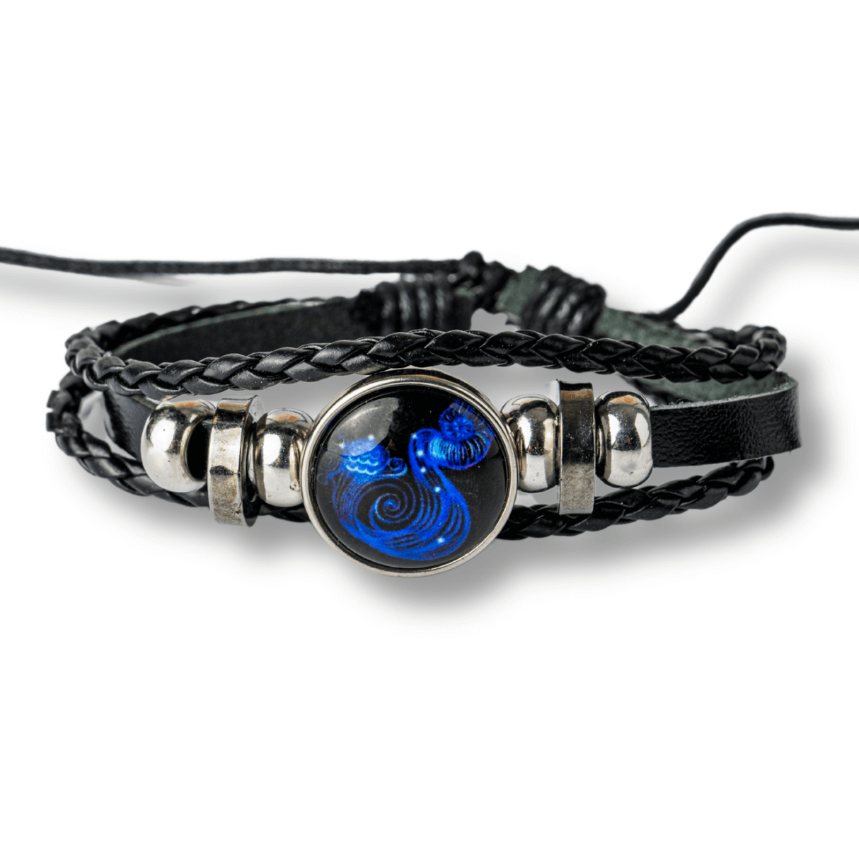 Bratara Zodia Berbec ajustabila din Piele Sintetica cu Cabochon Rotund - Simbol Astrologic Personalizat pentru Energie si Identitate Astrala