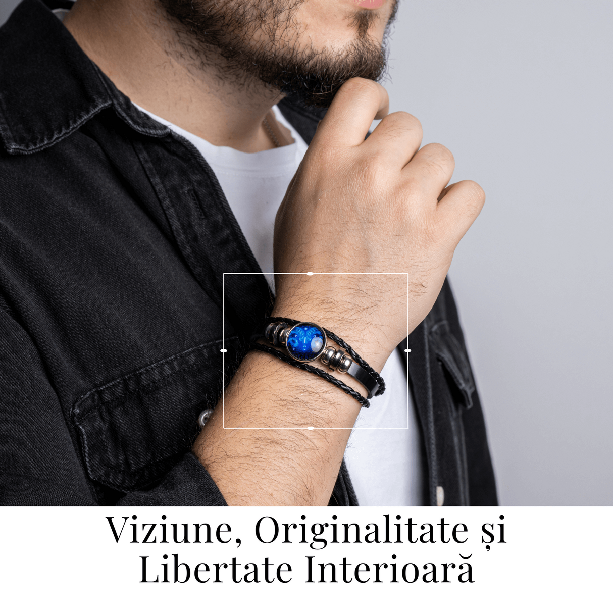 Bratara Zodia Berbec ajustabila din Piele Sintetica cu Cabochon Rotund - Simbol Astrologic Personalizat pentru Energie si Identitate Astrala