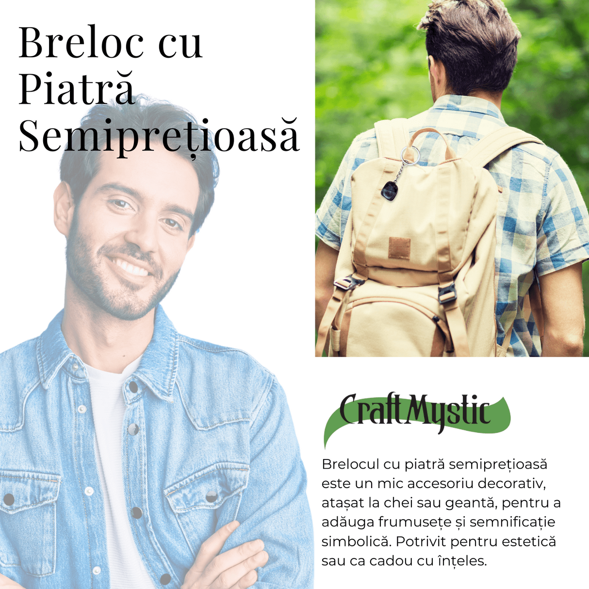 Breloc cu piatra semipretioase de Ametist in forma neregulata 3cm