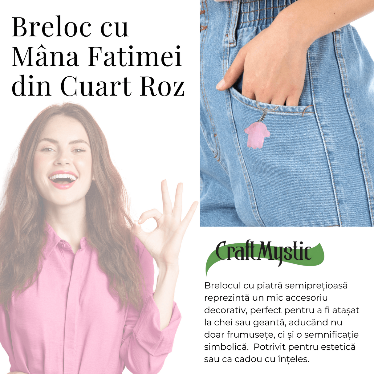 Breloc cu Mana Fatimei - Protectie, Noroc si Energie Pozitiva