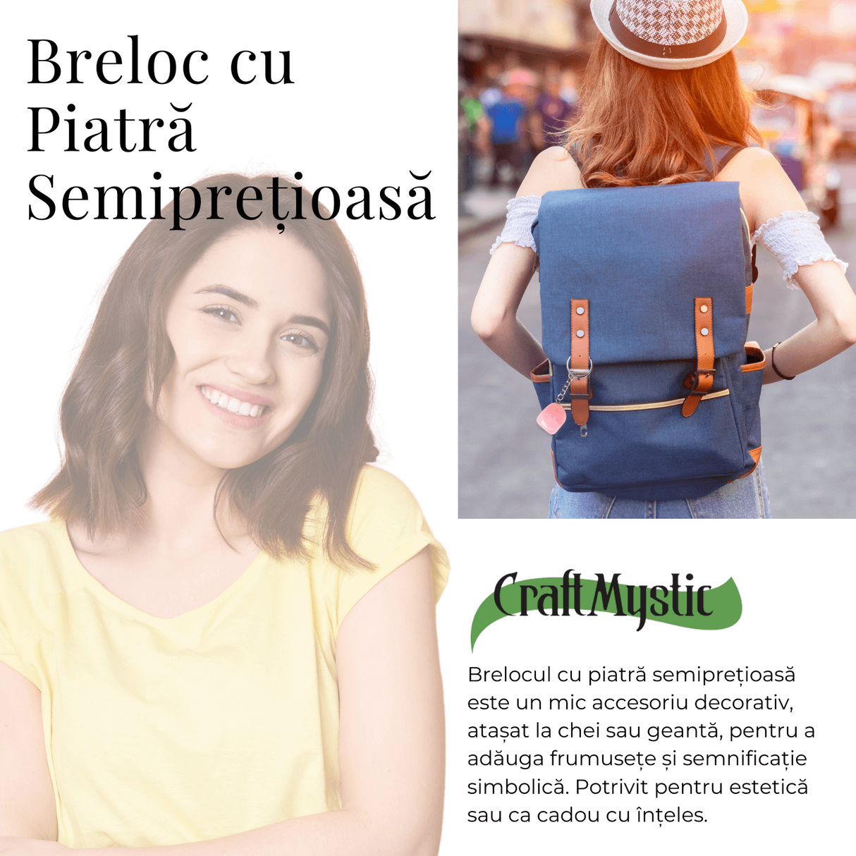 Breloc cu piatra semipretioase de Ametist in forma neregulata 3cm