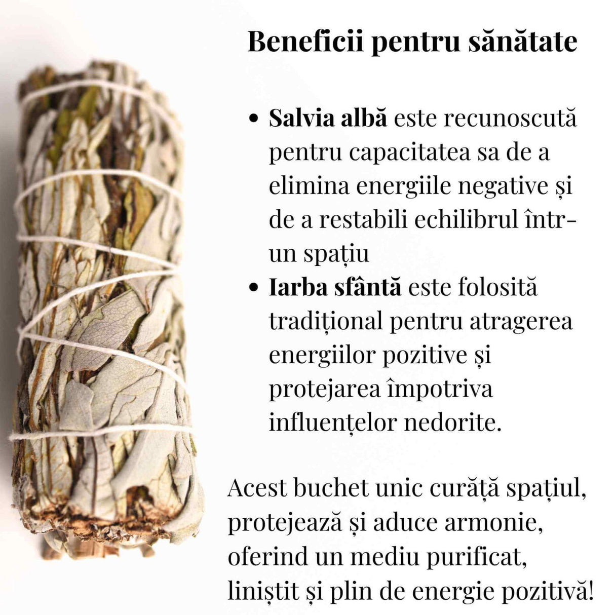 Buchet Salvie Alba California cu Iarba Sfanta - Purificare si Vindecare