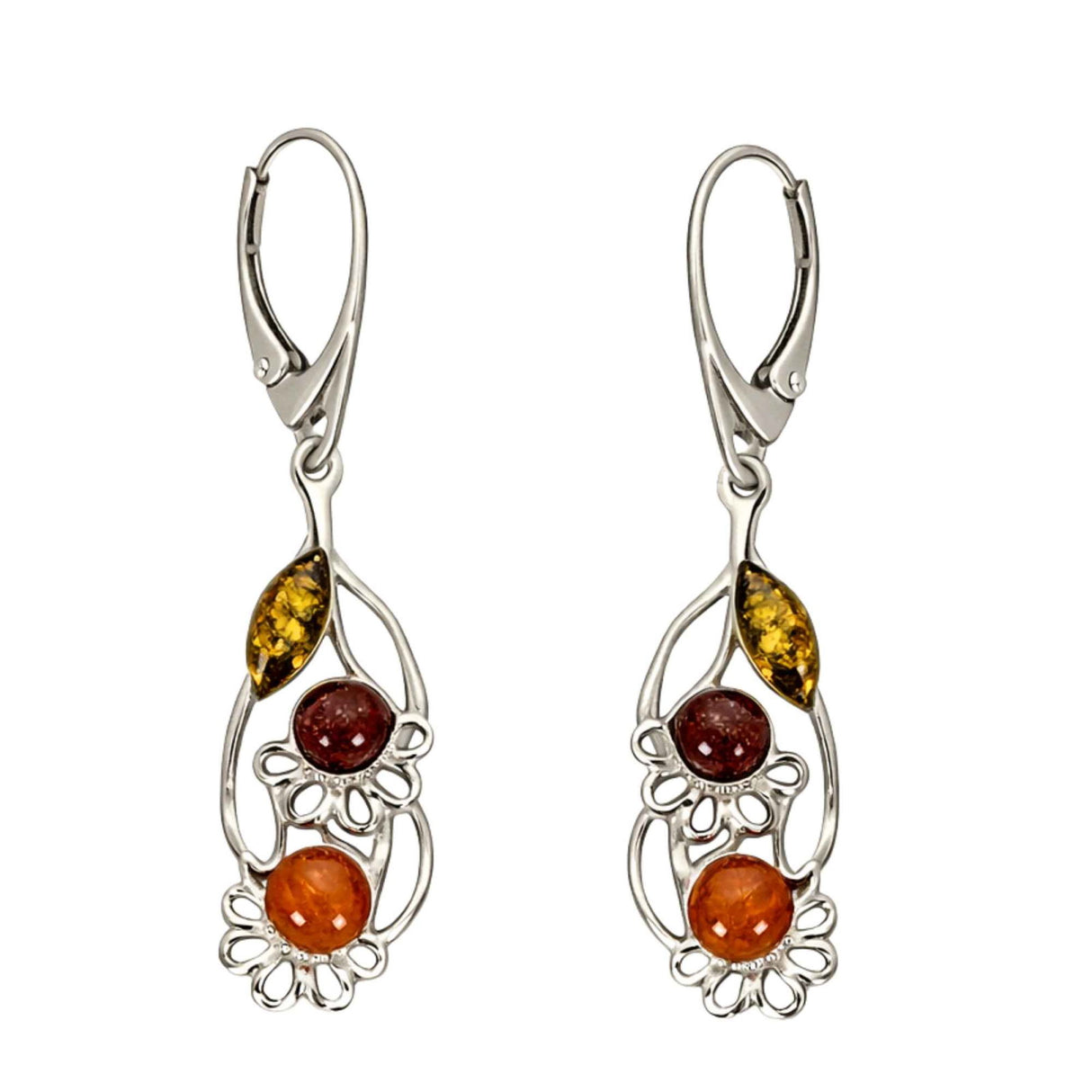 Cercei Argint 925 Buchet de Flori cu Chihlimbar - Feminitate, Energie si Eleganta
