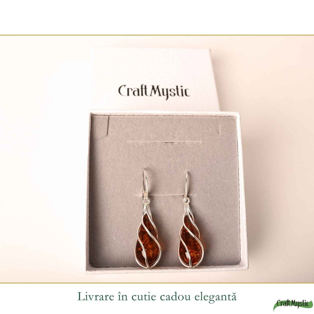 Cercei Argint 925 cu Chihlimbar Rosu Lacrima – Eleganta si Energie Pozitiva