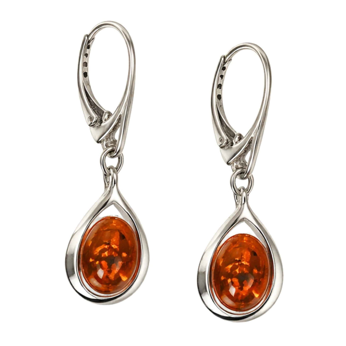 Cercei Argint 925 cu Chihlimbar Lacrima - Eleganta Naturala si Energie Calda