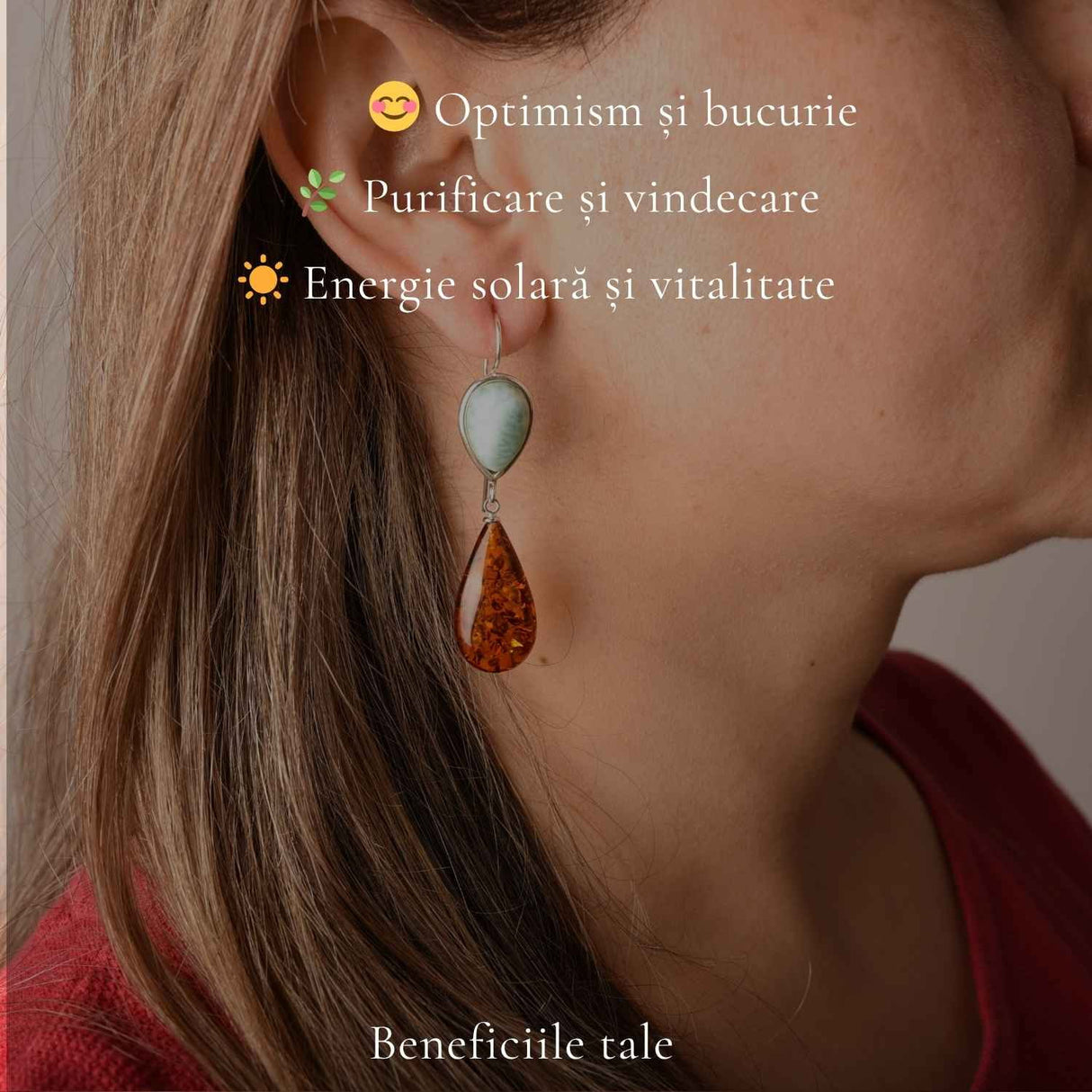 Cercei Argint 925 cu Chihlimbar si Larimar – Echilibru si Feminitate
