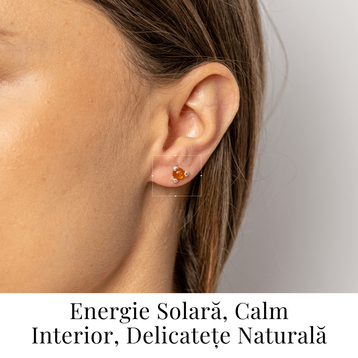 Cercei Argint 925 cu Chihlimbar Auriu Rotund - Lumina Solara, Delicatete si Protectie Calda