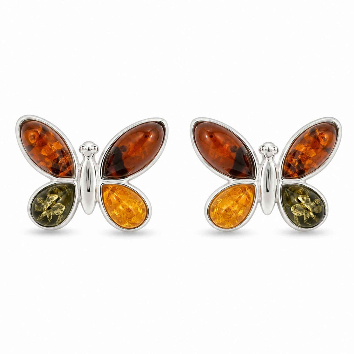 Cercei Argint 925 cu Chihlimbar Multicolor Fluture – Bucurie si Feminitate
