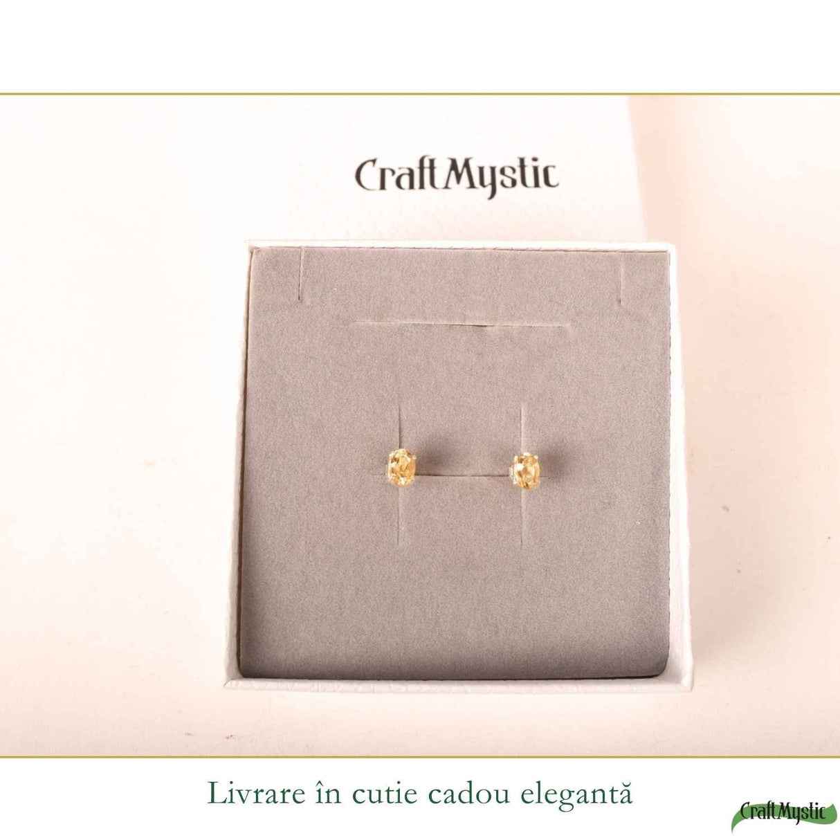 Cercei Argint 925 cu Citrin Fațetat Oval – Energie Pozitiva si Claritate