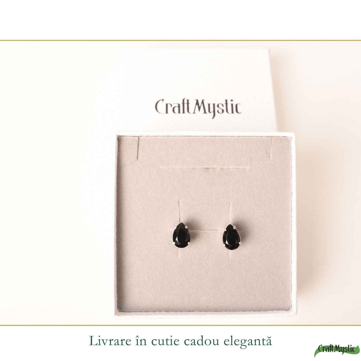 Cercei Argint 925 cu Obsidian Natural in Forma de Lacrima – Protectie si Eleganta