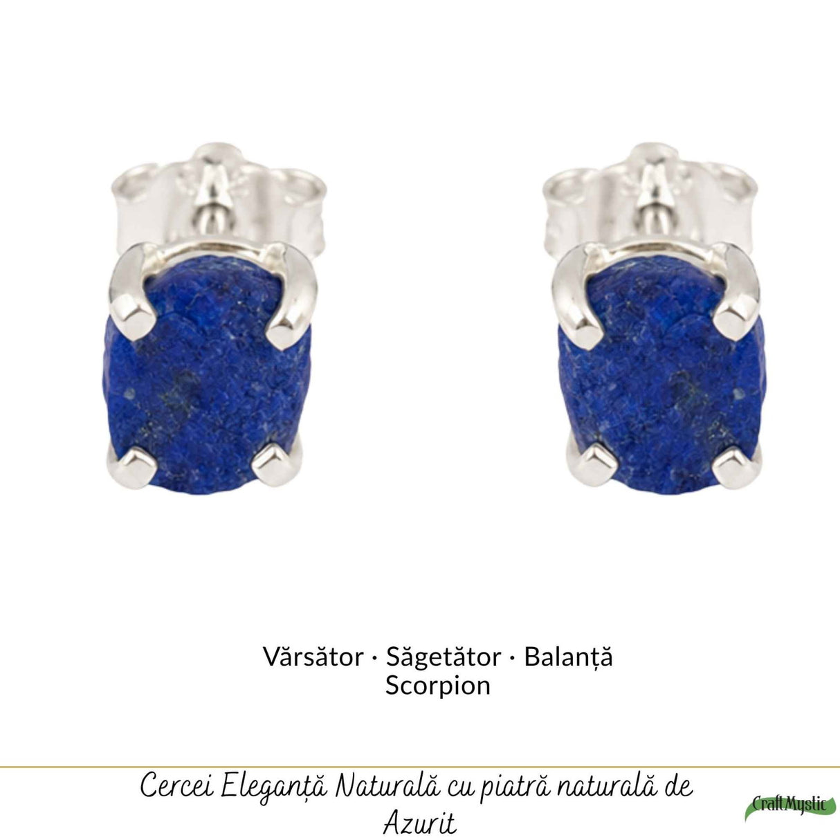 Cercei Argint 925 cu Azurit Brut Natural – Intuitie si Claritate Interioara