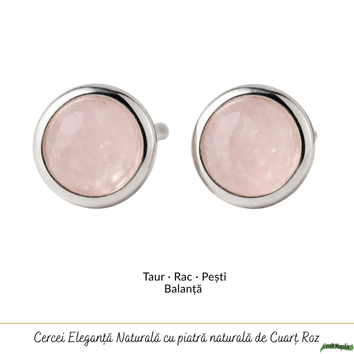 Cercei Argint 925 cu Cuart Roz Bobita – Iubire si Delicatețe Zilnica