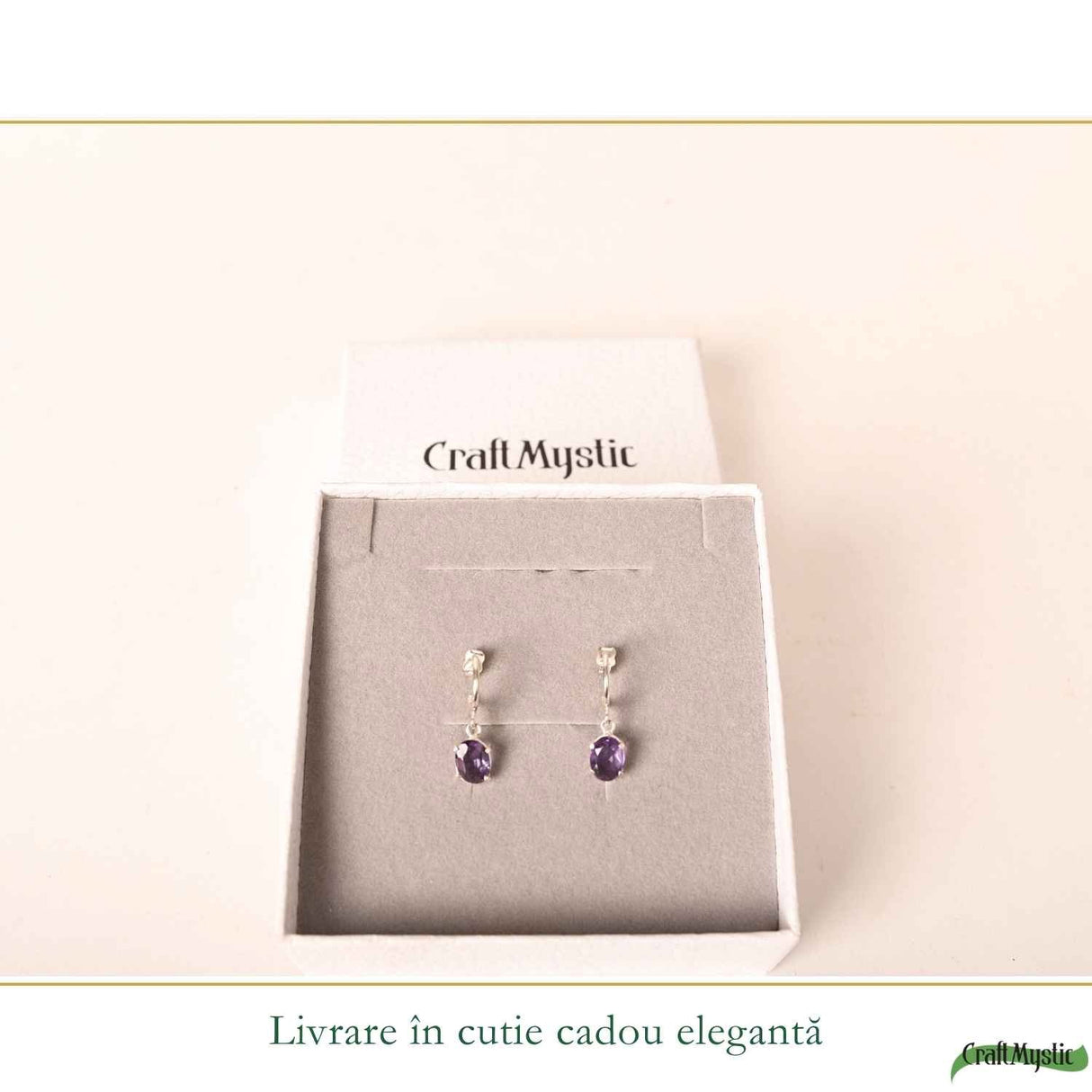 Cercei Argint 925 cu Ametist Fatetat Oval – Claritate si Eleganta Delicata