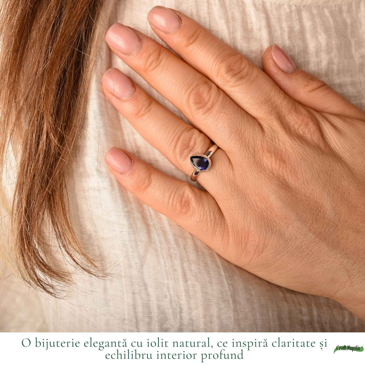 Inel Argint 925 cu Iolit Fatetat Lacrima – Intuitie si Echilibru Interior