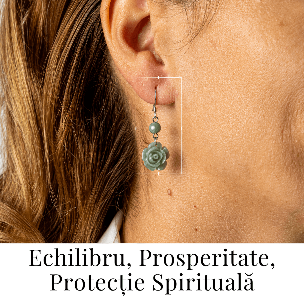 Cercei Argint 925 cu Jad Natural Rus Ural - Model Trandafir pentru Echilibru si Prosperitate