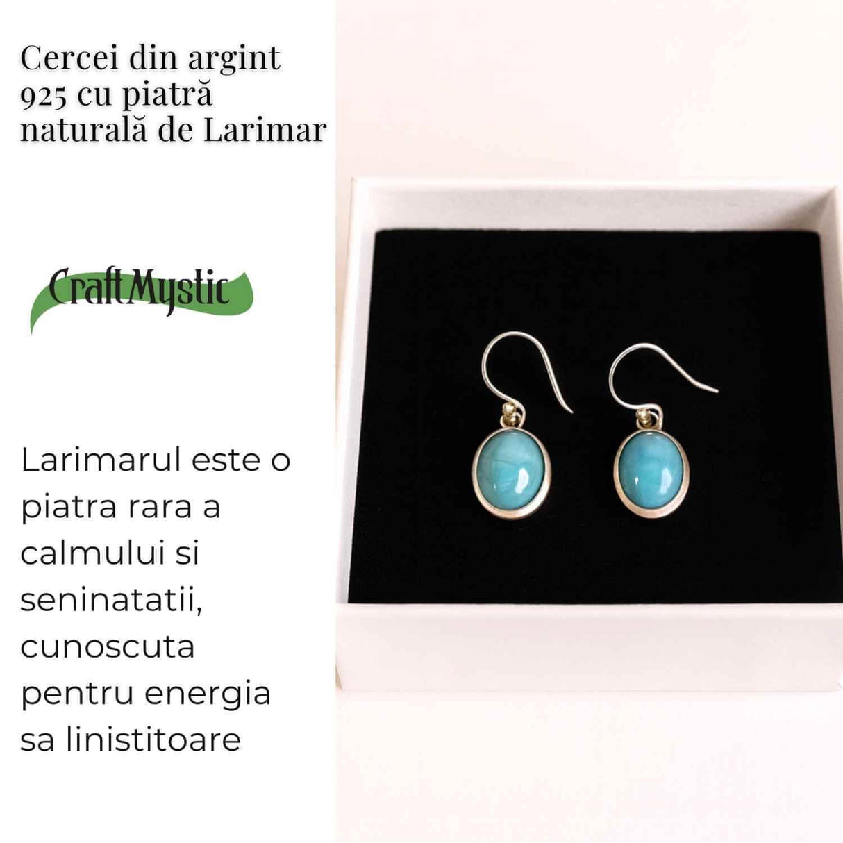 Cercei Argint 925 cu Larimar Oval - Armonie si Linstire Interioara