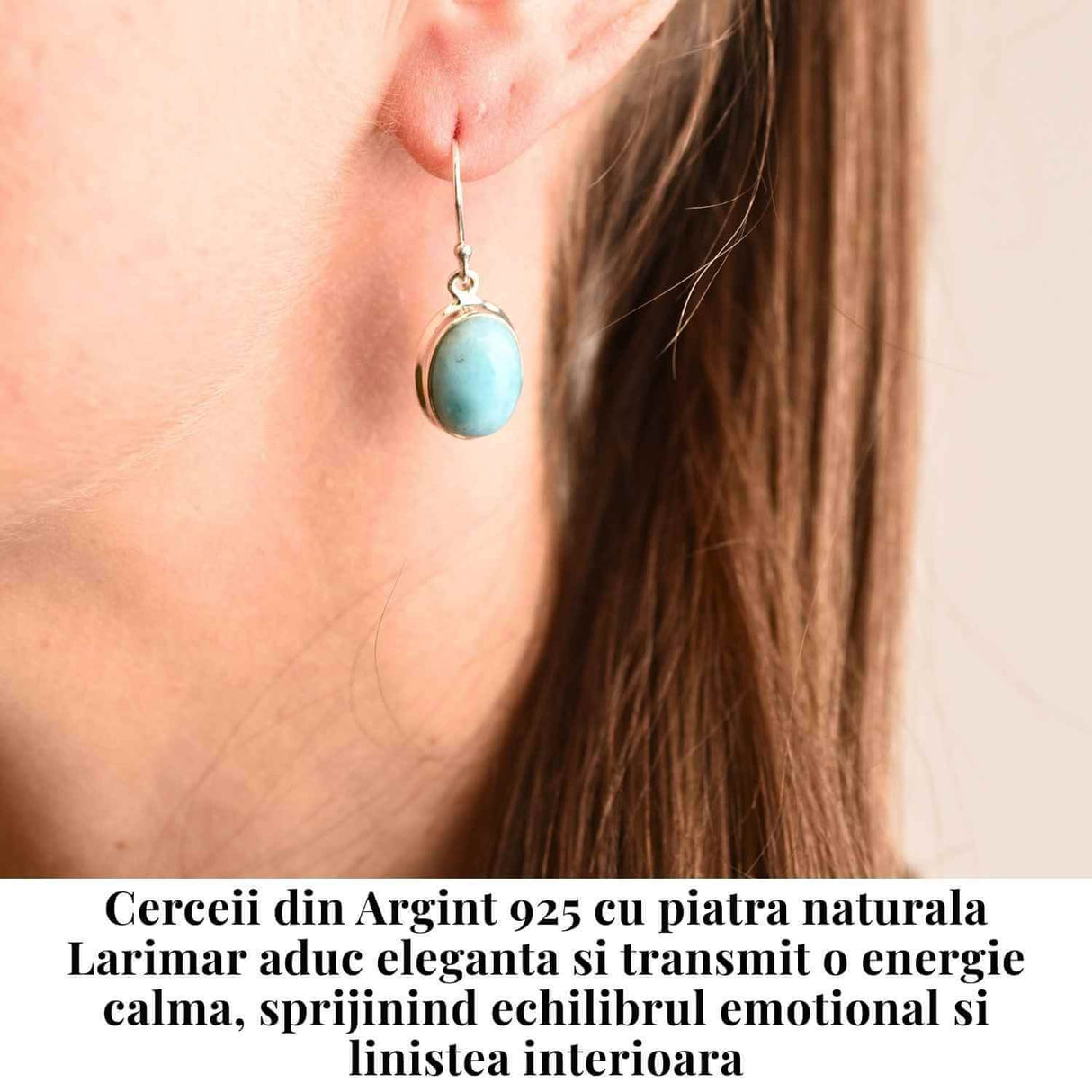 Cercei Argint 925 cu Larimar Oval - Armonie si Linstire Interioara