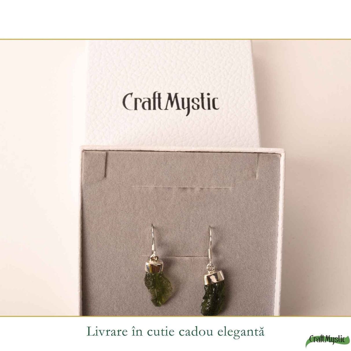 Cercei Argint 925 cu Moldavit Brut – Energie, Echilibru si Transformare