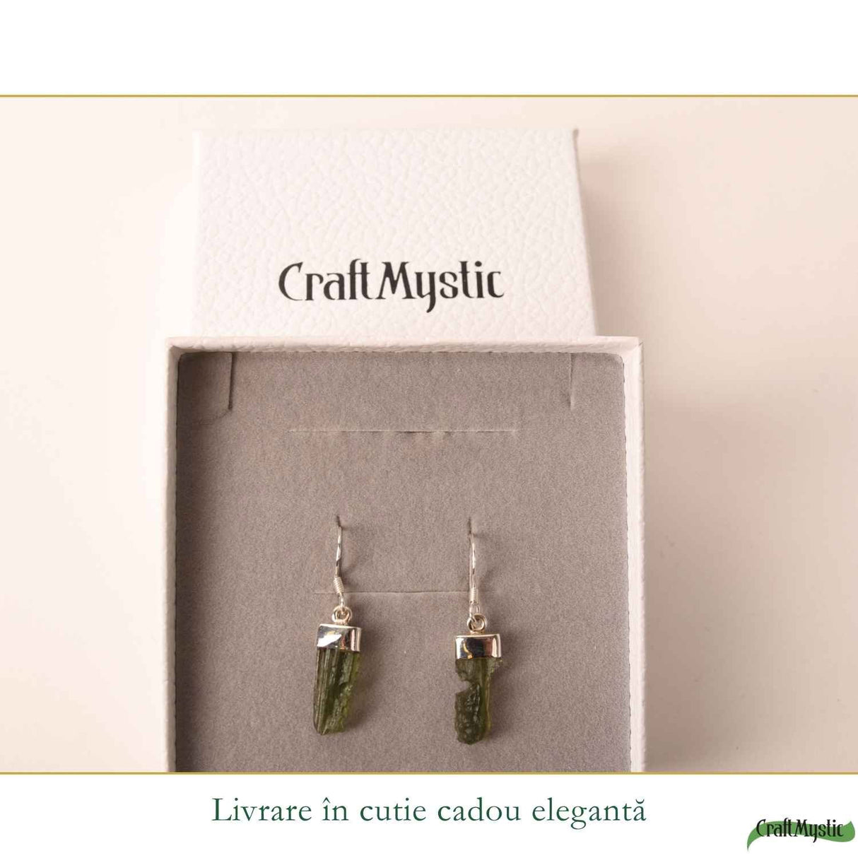 Cercei Argint 925 cu Moldavit Brut – Energie si Transformare Autentica