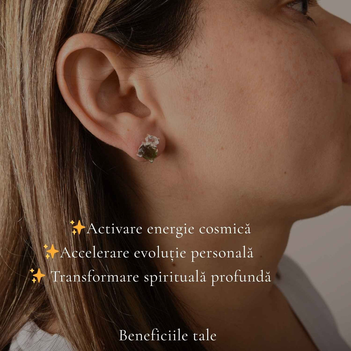 Cercei Argint 925 cu Moldavit si Pakimer Brut – Claritate si Transformare