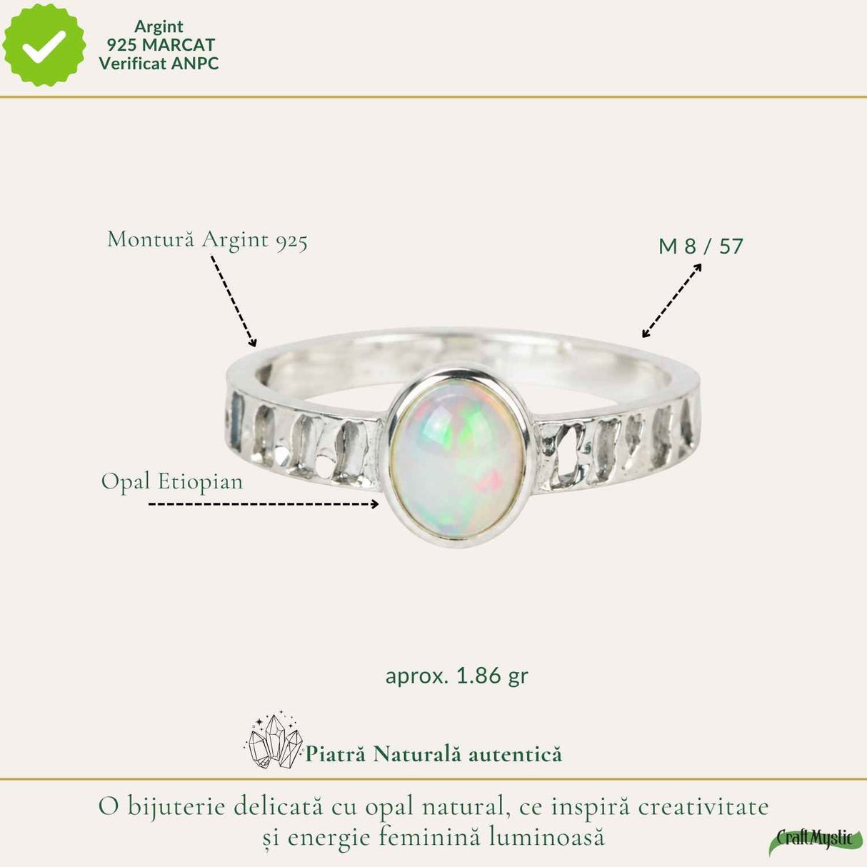 Inel Argint 925 cu Opal Etiopian Oval – Inspiratie si Feminitate Luminoasa