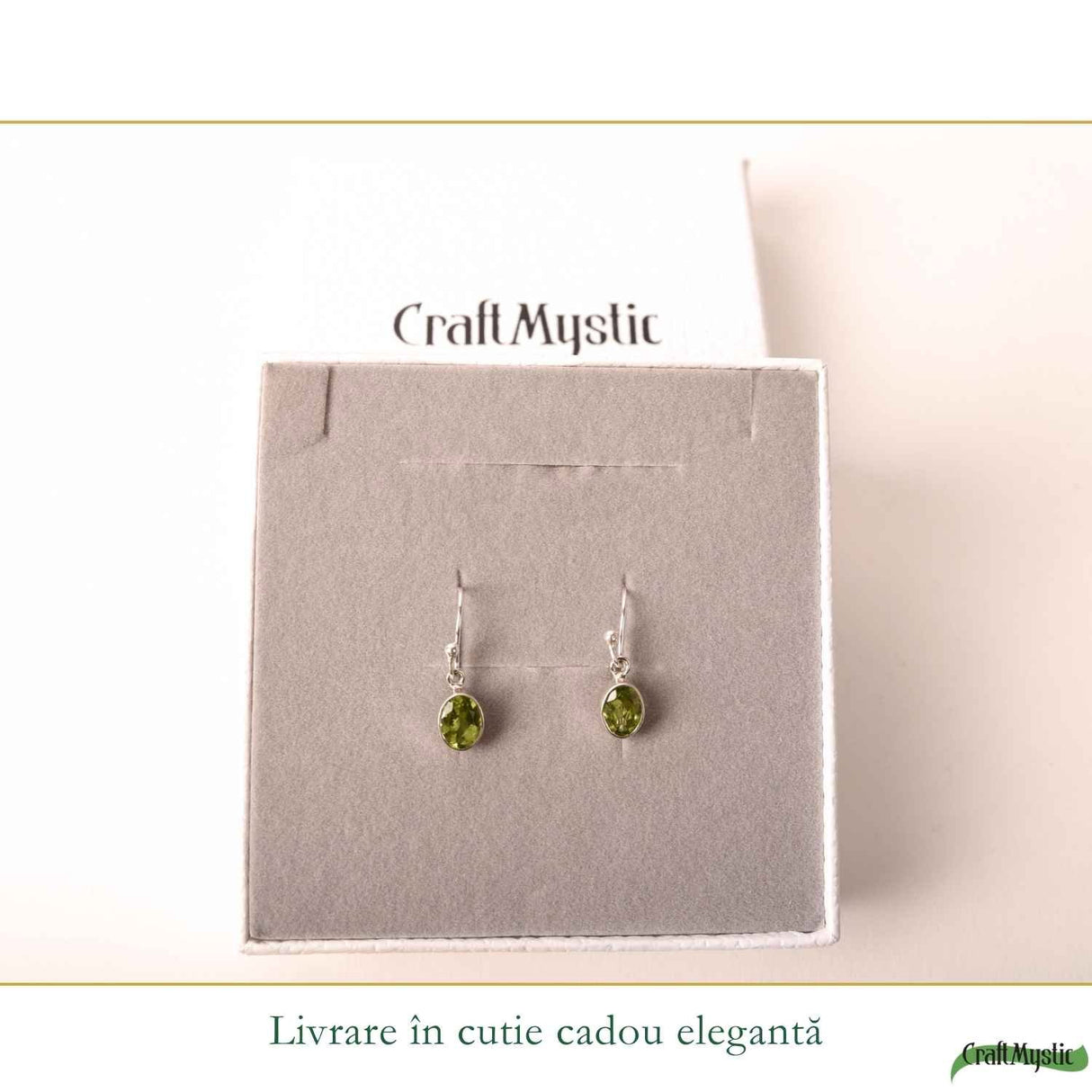 Cercei Argint 925 cu Peridot Oval Fatetat – Prosperitate si Echilibru Interior