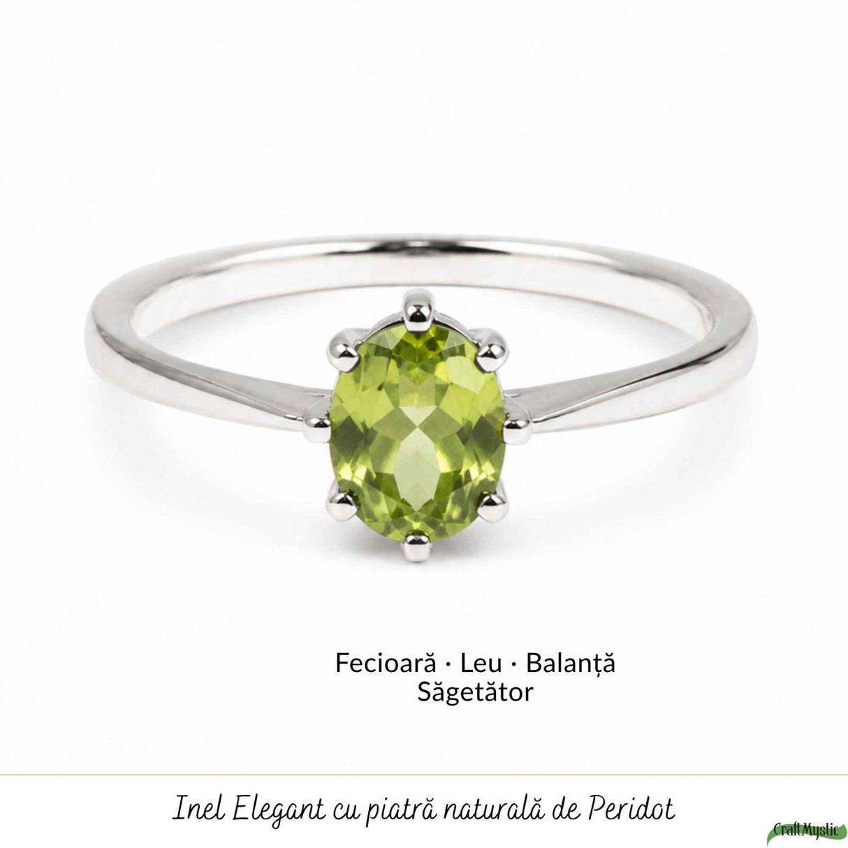 Inel Argint 925 cu Peridot Fatetat Oval – Echilibru si Energie Pozitiva