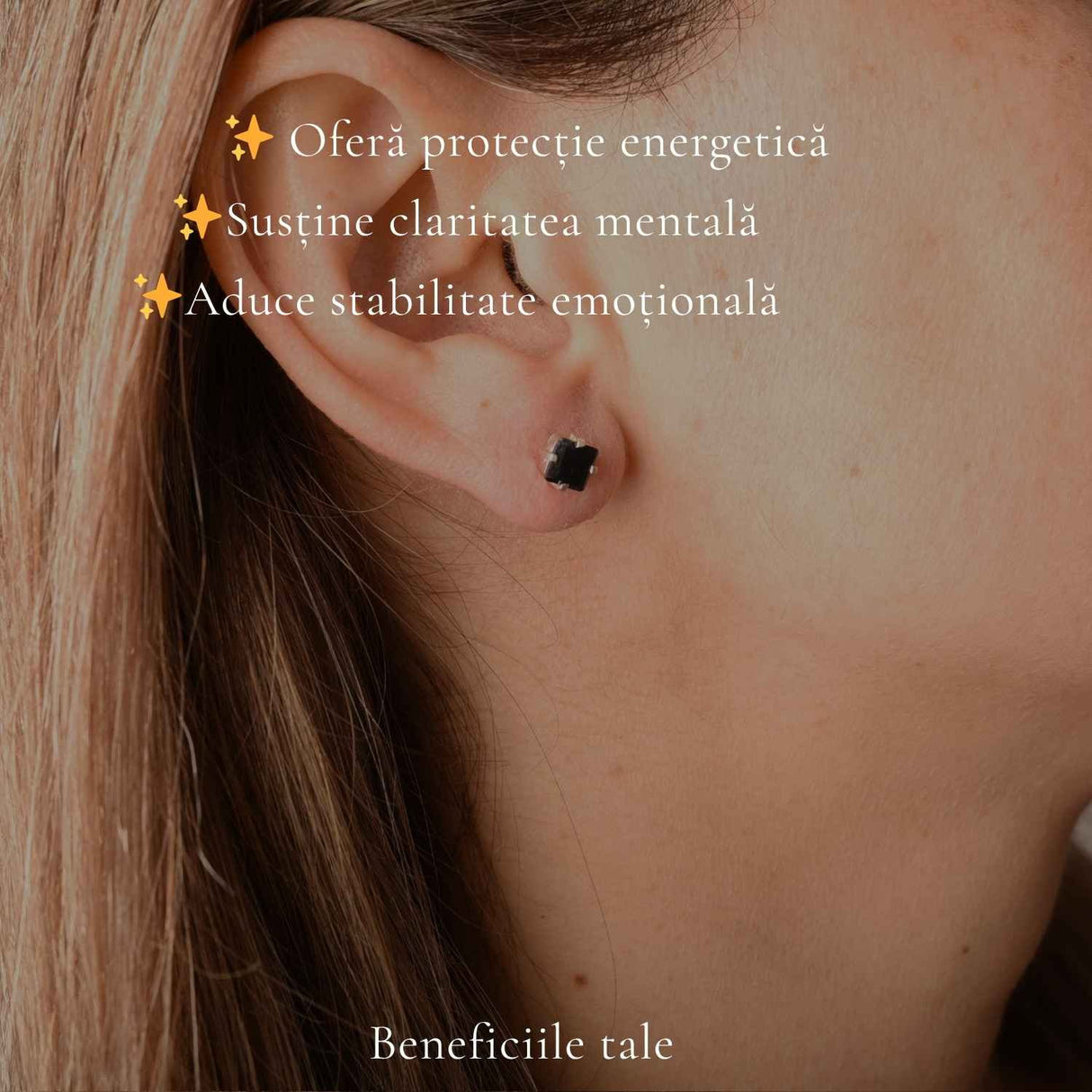 Cercei Argint 925 cu Safir Negru Patrat – Protectie si Claritate Interioara