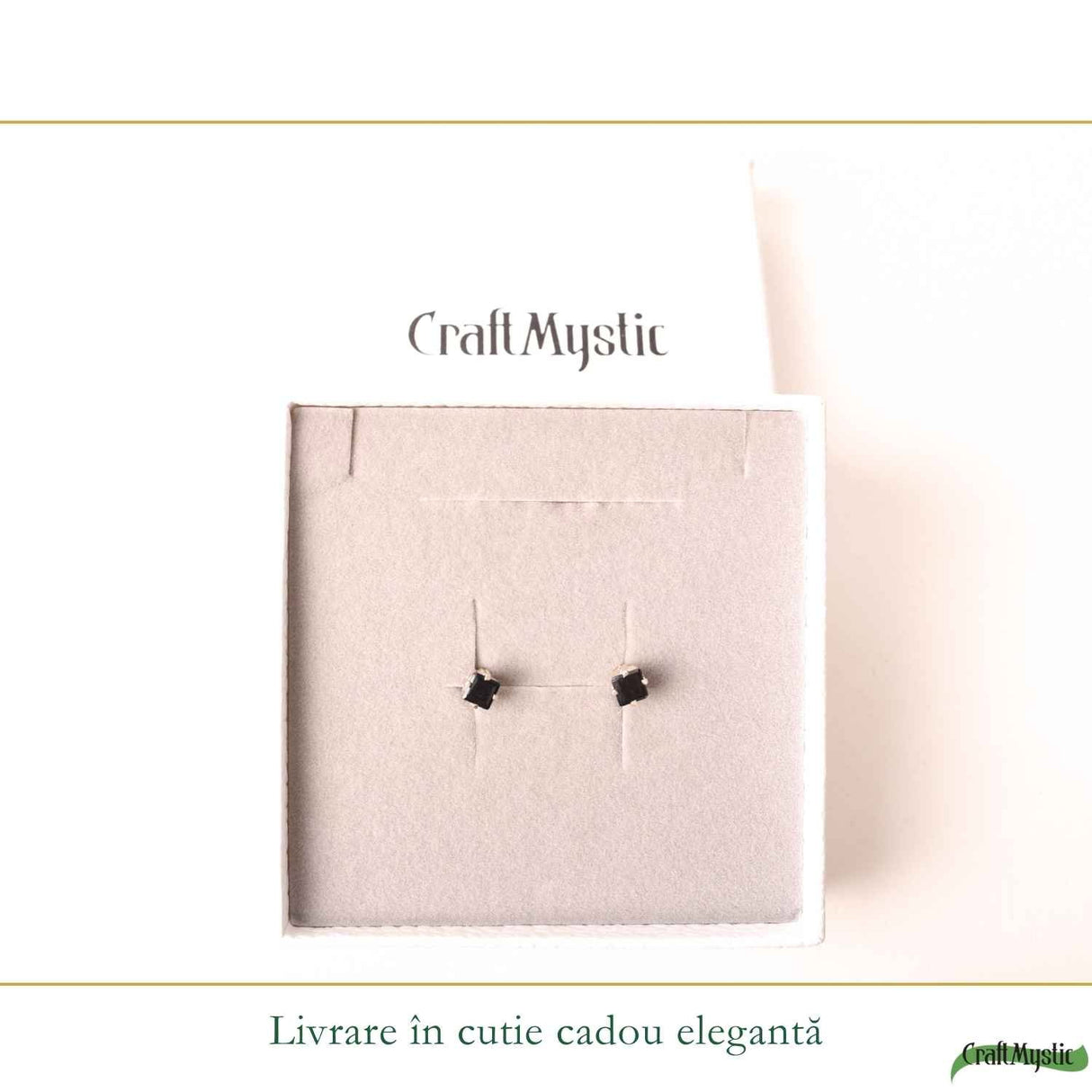 Cercei Argint 925 cu Safir Negru Patrat – Protectie si Claritate Interioara