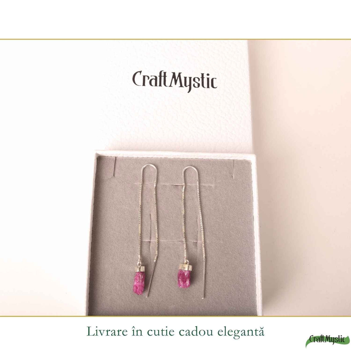 Cercei Lungi Argint 925 cu Rubin Brut Natural – Pasiune si Feminitate Autentica