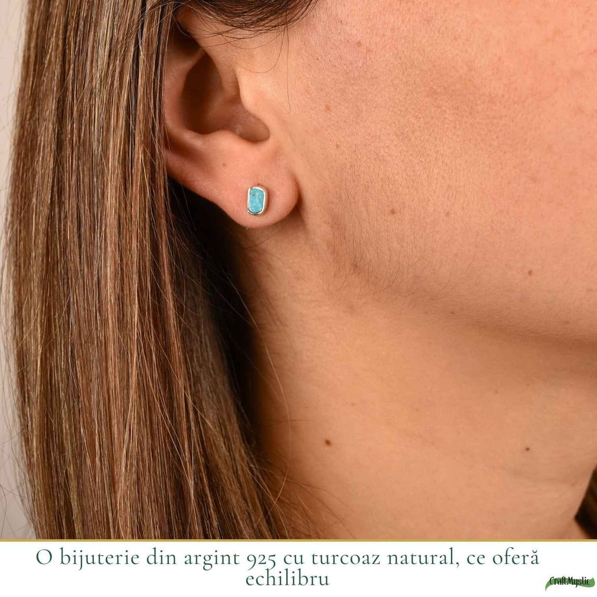 Cercei argint 925 cu turcoaz dreptunghiular – calm si protectie