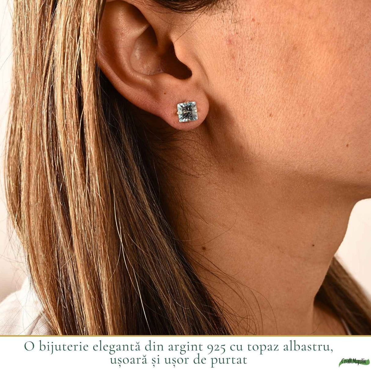 Cercei argint 925 patrati cu topaz albastru – calm si claritate zilnica