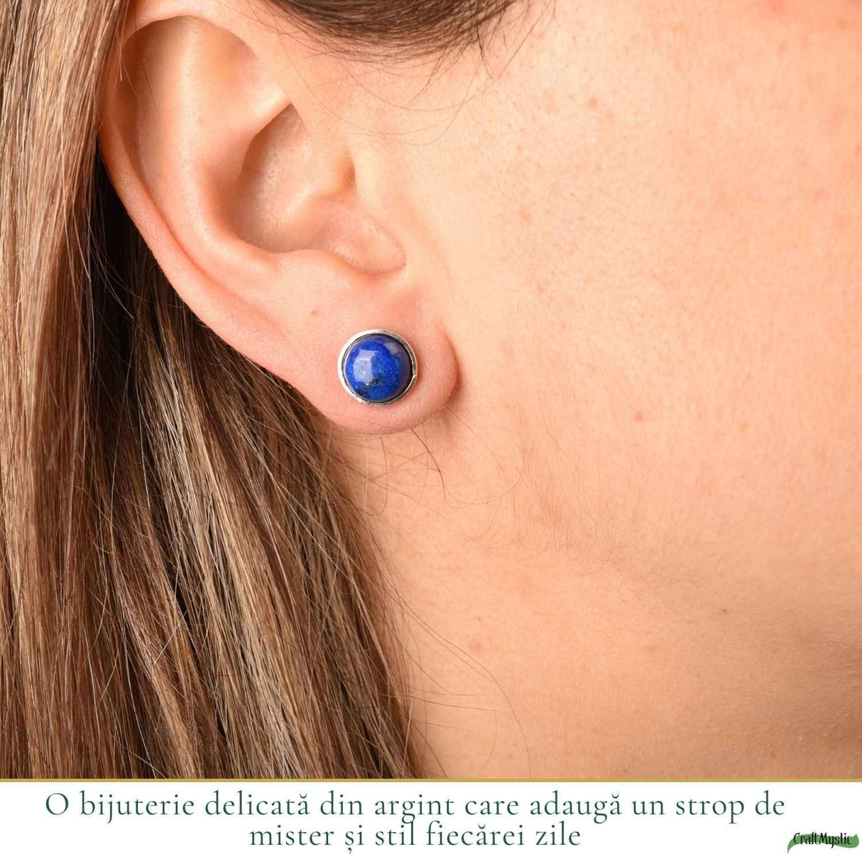 Cercei Argint 925 cu Lapis Lazuli Rotund – Claritate si Eleganta Feminina