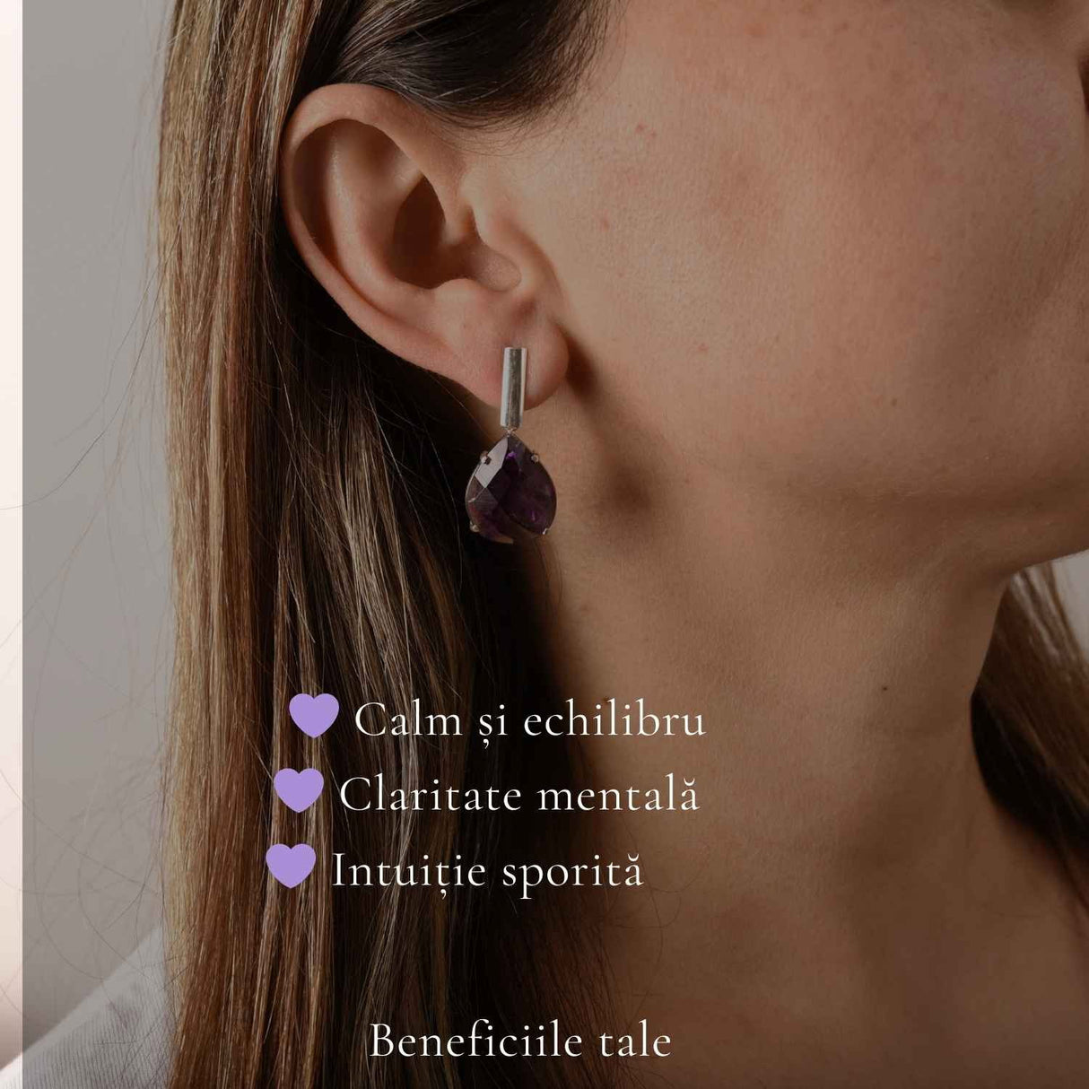 Cercei Argint 925 Lacrima cu Ametist Fațetat – Eleganta, Claritate si Liniște Interioara