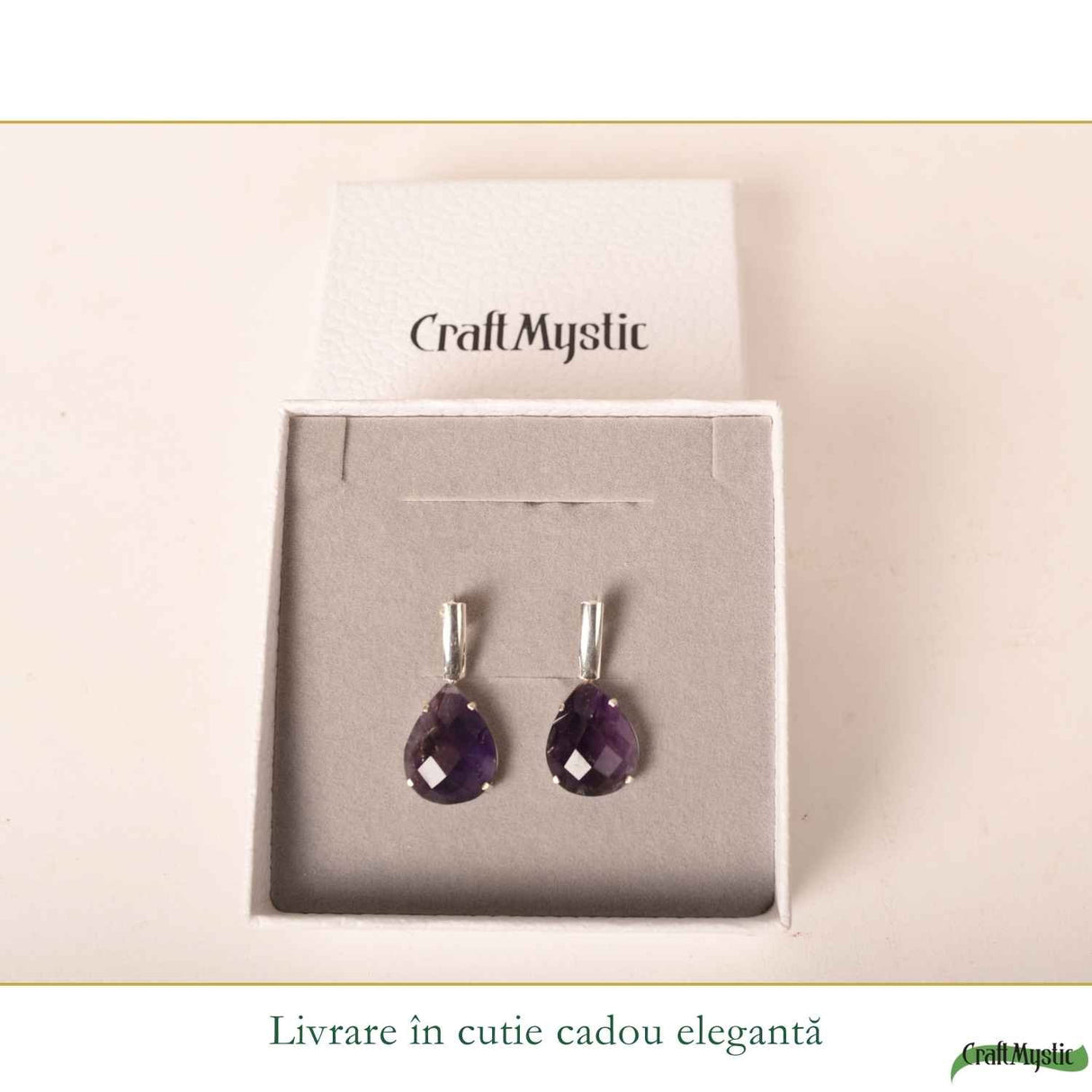 Cercei Argint 925 Lacrima cu Ametist Fațetat – Eleganta, Claritate si Liniște Interioara