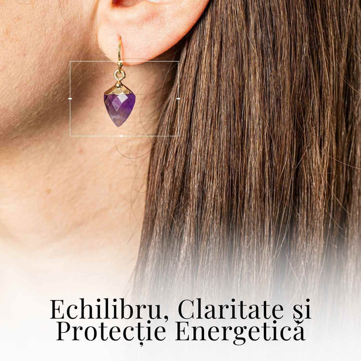 Cercei Aurii Eleganti cu Ametist Natural Fatetat - Eleganta si Protectie