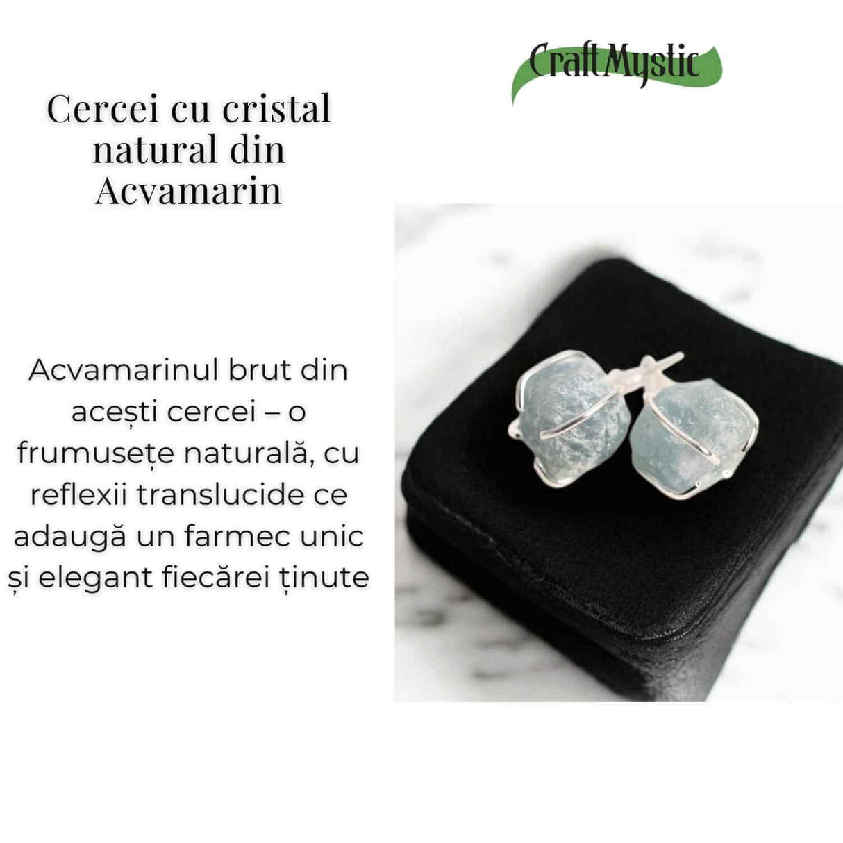 Cercei cu Acvamarin Brut Inchidere Tija cu opritor - Calm si Echilibru pentru Zilnic
