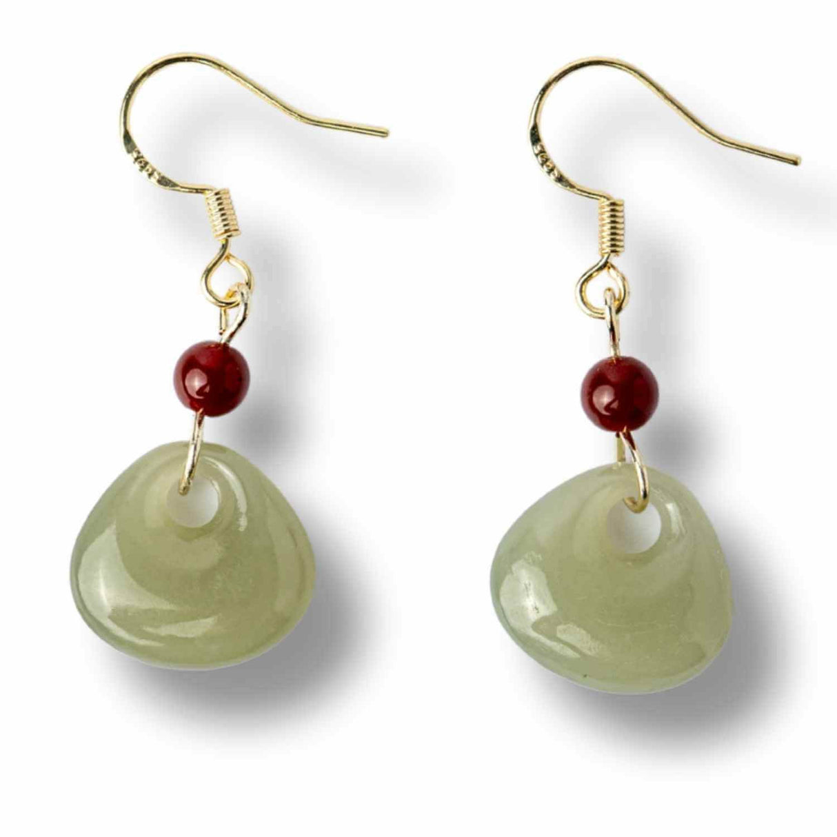 Cercei cu Hetian Jade si Agat Rosu Natural - Echilibru si Protectie Spirituala