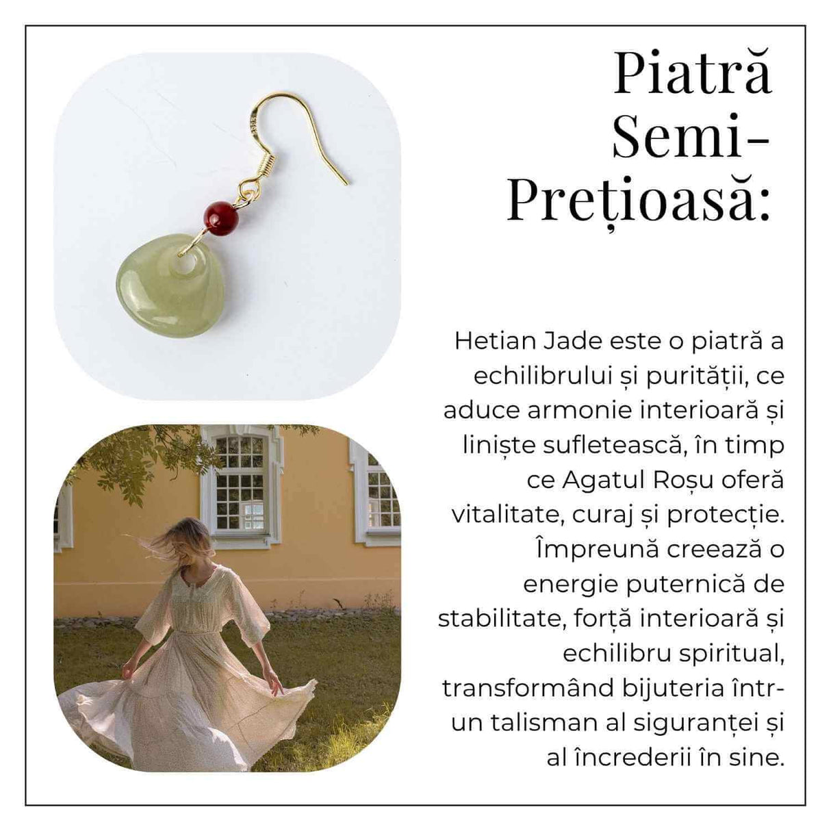 Cercei cu Hetian Jade si Agat Rosu Natural - Echilibru si Protectie Spirituala