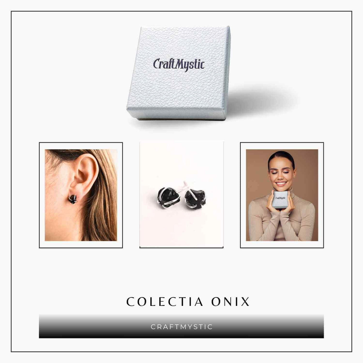 Cercei cu Onix Brut inchidere pe tija cu opritor - Protectie si Claritate pentru Zilnic
