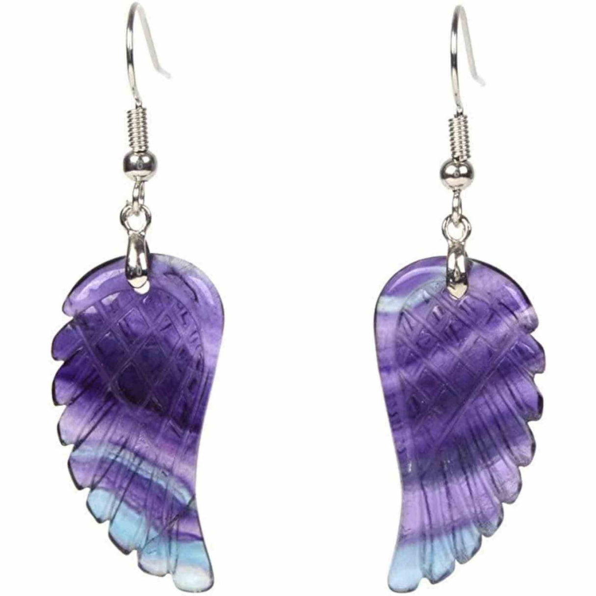 Cercei din cristal Flourit 4 cm, forma aripi de inger si saculet satin inclus - Pentru protectie
