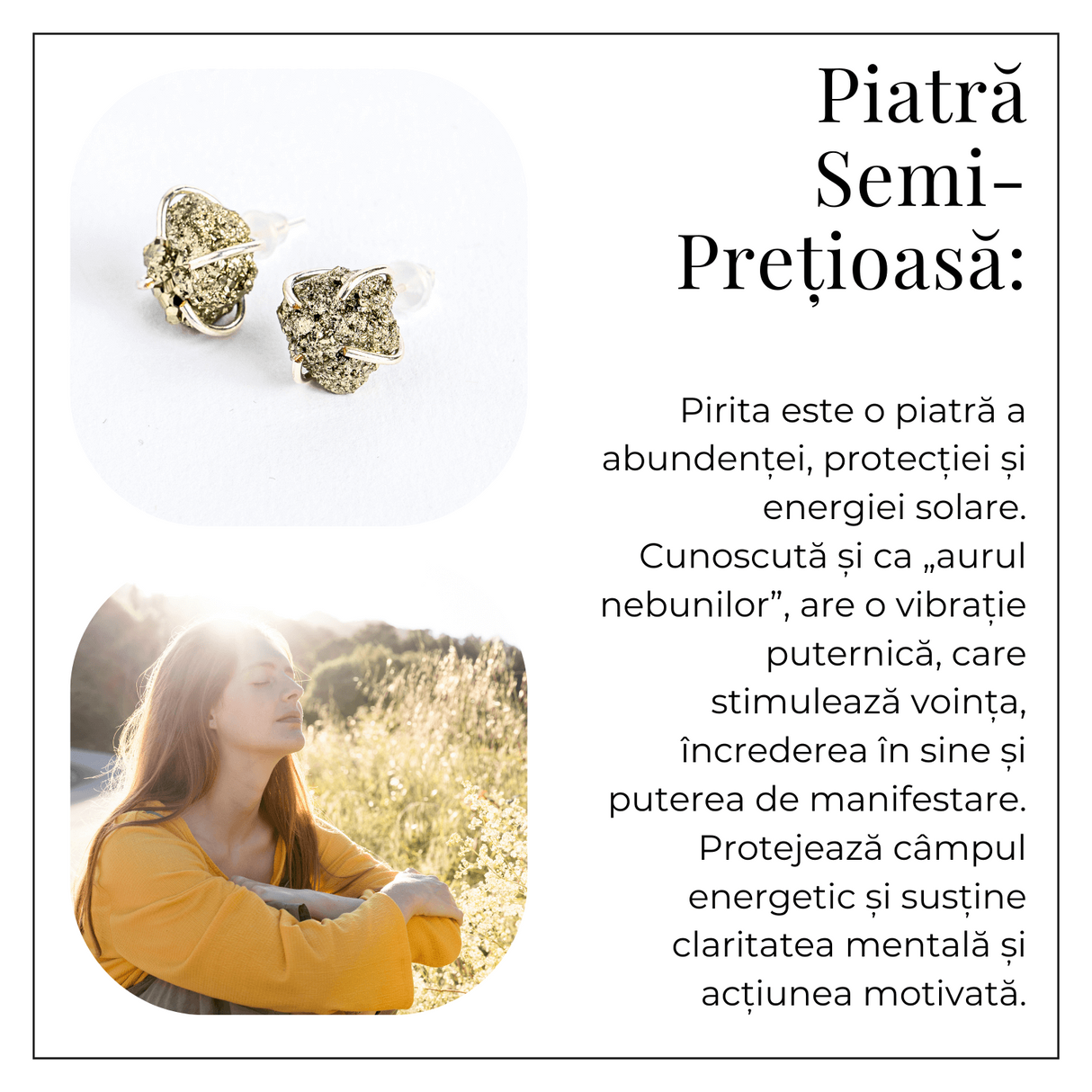Cercei argintii cu Pirita bruta - Abundenta, incredere si protectie energetica