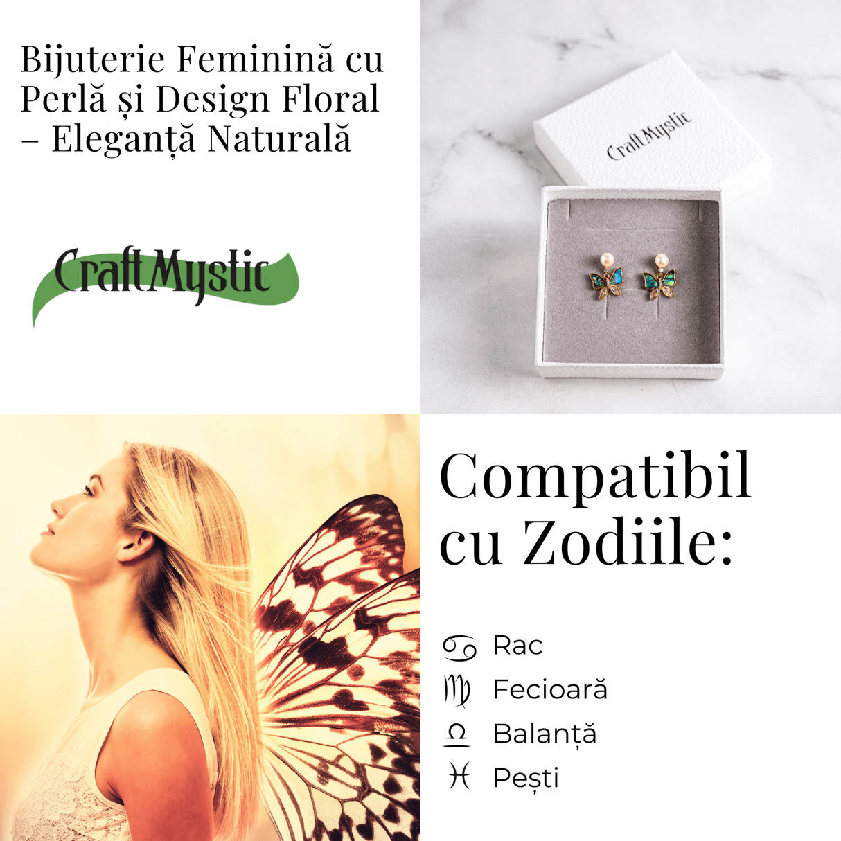 Cercei fluture cu perla naturala - Rafinament si renastere