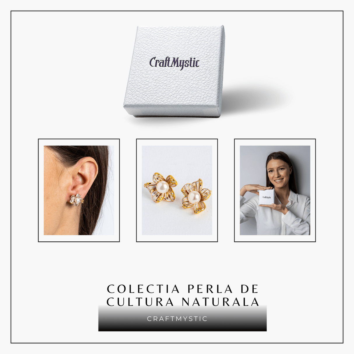 Floare de lumina - Cercei cu perla naturala si design floral