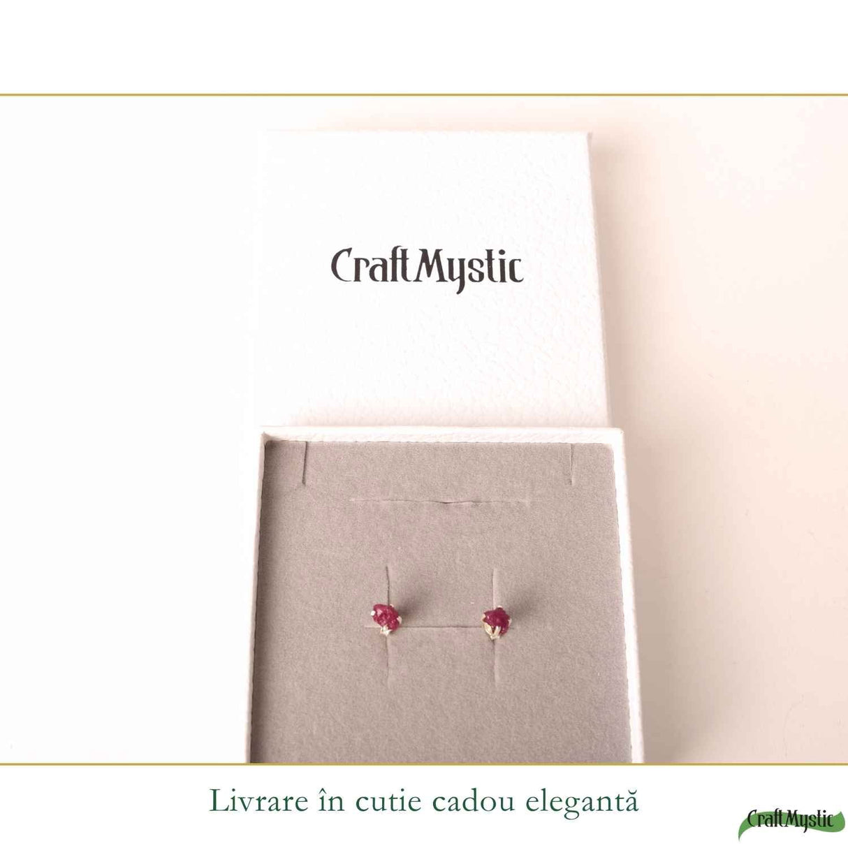 Cercei Argint 925 cu Rubin Brut Natural – Energie, Curaj si Feminitate