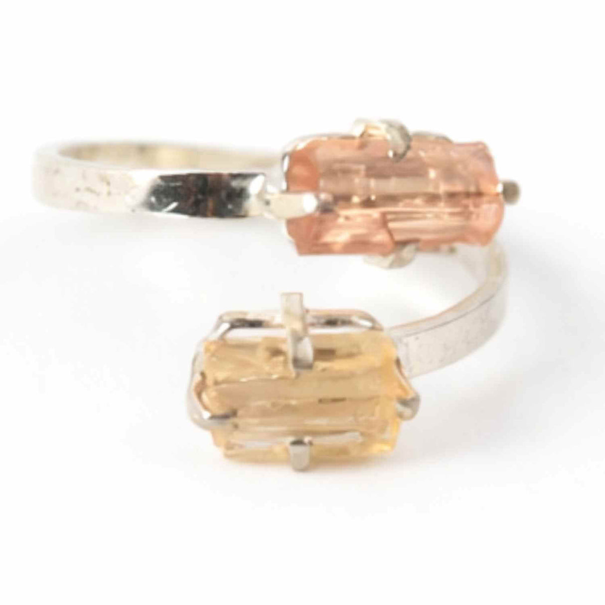 Inel dublu din Topaz Imperial natural si Argint 925 - Echilibru in doua lumini