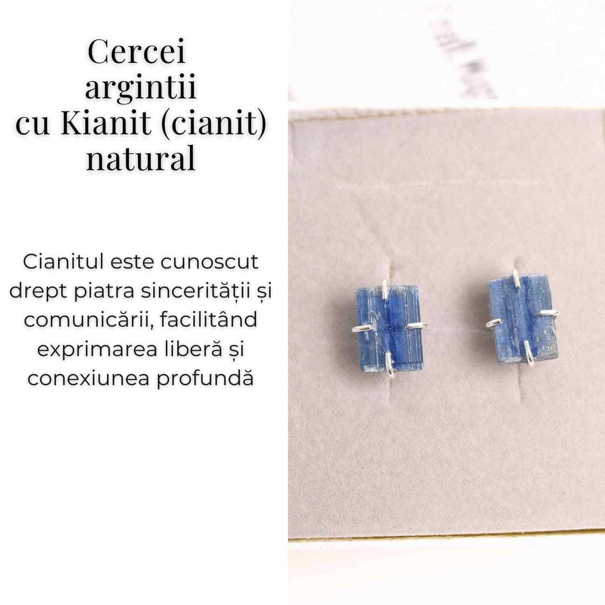 Cercei cu Kianit (Cianit) Albastru - Echilibru si Claritate Mentala
