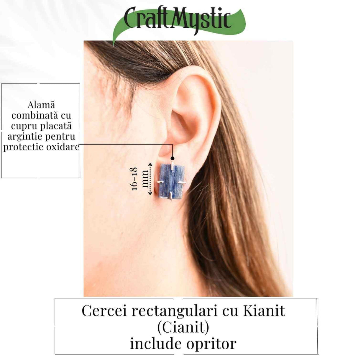 Cercei cu Kianit (Cianit) Albastru - Echilibru si Claritate Mentala